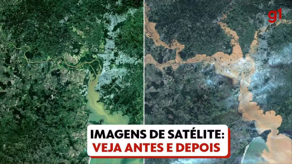 ブラジル　リオグランデドスル州　ポルトアレグレ　洪水　浸水　被害　前後　比較　衛星写真